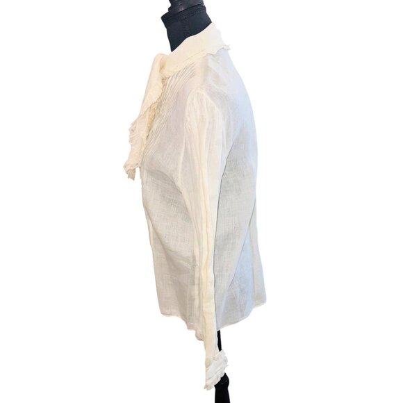 Vintage Gloria Sachs Prairie Peasant 80s White Pleated Lace Cotton Blouse 10 - Picture 6 of 14